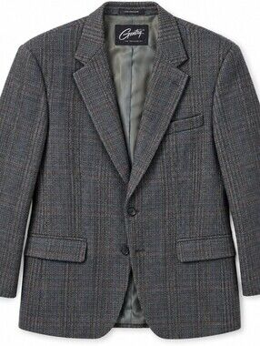 Gentry The Trimmer Fit Wool Blazer 40R Gray Plaid USA Mens Sport Coat